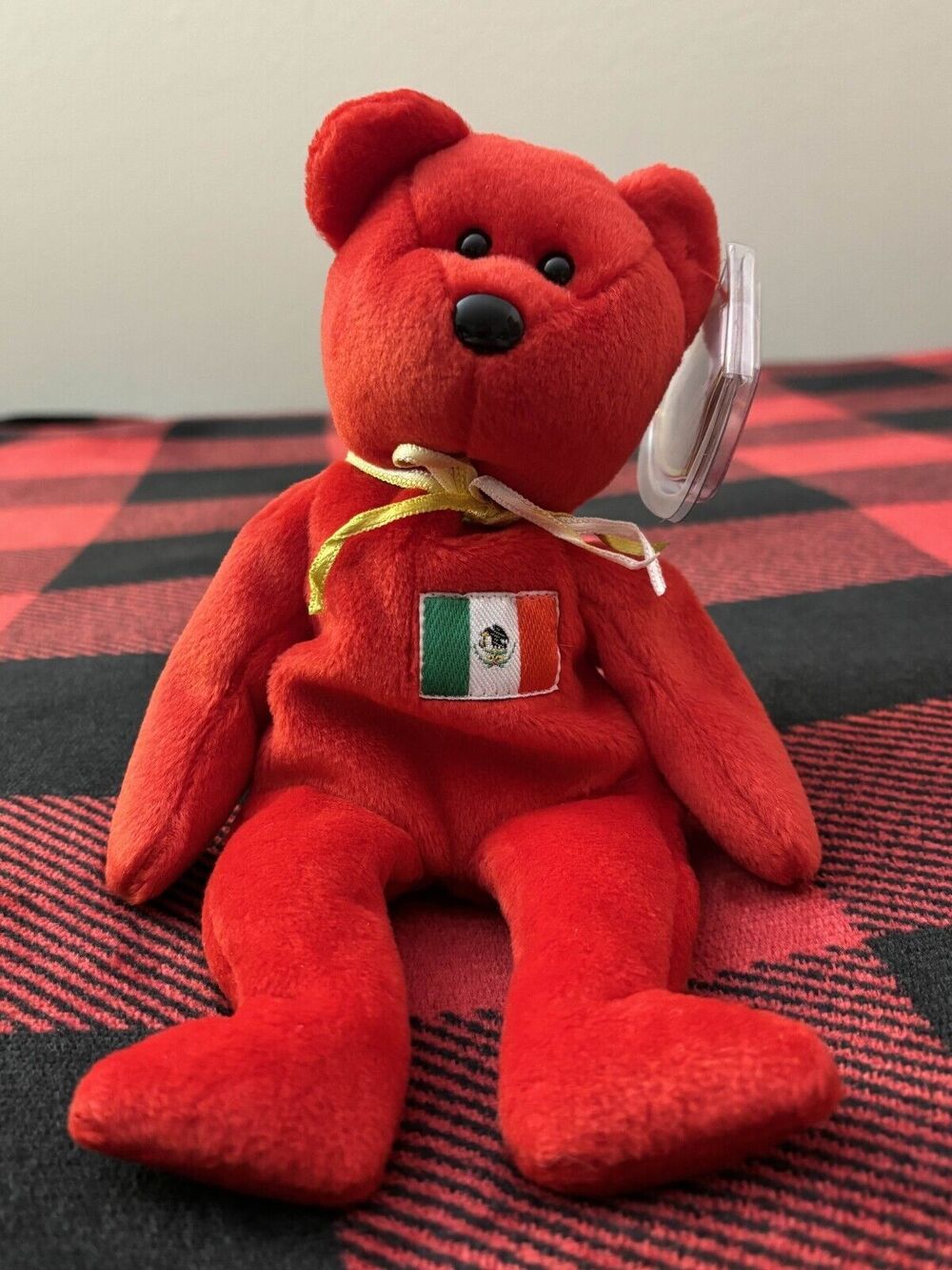 1999 Ty Osito the Bear 4244 Beanie Baby 8.5" Red Mexico Plush Toy Stuffed Animal